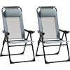 Outsunny Set di 2 sedie da giardino set basic di 2 sedie pieghevoli sedia da campeggio con braccioli schienale regolabile in 5 posizioni
