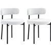 HOMCOM Set da 2 Sedie da pranzo, Imbottitura in fleece, Sedie con sedile imbottito, Gambe in metallo, Bianco crema | Aosom Italy