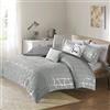 Intelligent design Cozy Raina Comforter set - 5 PC - grigio - Glam argento metallizzato stampa geometrica su grigio - anallergico in microfibra spazzolato - Full/Queen - 1 piumone, 2 federe, 2 cuscini