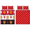MANCHESTER UNITED FC - Set copripiumino matrimoniale con motivo a toppe, reversibile, 2 lati, prodotto ufficiale, con federe coordinate