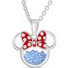 Disney Birthstone Women and Girls Jewelry Minnie Mouse Silver Plated Shaker Pendant Necklace, 18+2 Extender Mickey's 90th Birthday Anniversary