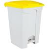 Adatto-M T115706 Pattumiera a pedale in plastica Bianca coperchio Giallo 70 litri (confezione da 3 pezzi)