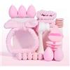 XINYUNXIN Set 24pcs Skincare con Fascia Capelli Donna Trucco | Fasce Spa per le donne Complete di Spugne e Spazzola Detergente | Fascia Capelli Skincare Donna Polsini Skin Care Assorbente per Makeup(Rosa)