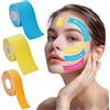 LJFEA Face Lifting Tape,3 Pezzi Nastro Lifting Facciale, Cerotti Antirughe per il Viso,3 colori di Patch Antirughe,Anti Wrinkle Patches,Tape Kinesiologico Professionale-blau-gelb-orange
