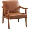 Yaheetech Poltrona Lounge in Ecopelle Imbottita con Schienale Braccioli Ergonomica da Salotto/Lettura/Ufficio/Studio/Intrattenimento Marrone Chiaro