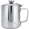 Outbit Bricco per latte con coperchio, tazza da caffè in acciaio inossidabile, montalatte, bricco per latte art per versare caffè e preparare cappuccino e latte per cucina (600 ml)