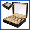 SCATOLA BOX COFANETTO CON VETRINA PORTA OROLOGI 10 POSTI PER OROLOGIO CUSTODIA