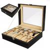 Scatola Porta Orologi 10 Posti Con Vetrina + Custodia Box Similpelle Nera