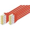 DIGITUS Cavo LAN Cat 6A - 2 m - 10 pezzi - S/FTP schermato - 10 Gbit/s - 500 MHz - PoE++ - AWG 26/7 - LSZH - Cavo di rete RJ45 - Compatibile con Cat6 e Cat7 - Rosso