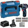 Bosch Professional 12V System Trapano-avvitatore a batteria GSR 12V-32 (Advanced KickBack Control, motore brushless, incl. 2.0 Ah, 4.0 Ah, GAL 12V-20, acc., inserto P&C, L-BOXX)