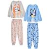 BlueY Set Pigiama per Bambini, Confezione da 2 | Top a Maniche Lunghe con Grafica dei Personaggi Bingo per Bambini e Pantaloni Pigiama a Gamba Lunga in Blu e Beige