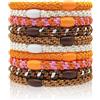 Kisvic Elastici per capelli da donna, multicolore, 10 pezzi, alla moda, intrecciati, elastici per capelli, per donne, ragazze, bambini, capelli spessi e ricci (caramello)