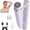 WIYETY Rasoio elettrico da donna 2 in 1: doppia rasatrice intima per donne, trimmer per bikini, impermeabile, per la rasatura a secco e bagnato, per viso, corpo, gambe, bikini, viola