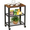Relaxdays Carrello Cucina, 3 Ripiani, Effetto Legno, casa & Ufficio, HBT: 77,5x60x40 cm, Metallo, Marrone-Nero