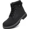 VTASQ Stivali Donna Inverno Scarpe da Neve Impermeabili Stivaletti Pelliccia Stringate Outdoor Stivali da Trekking Caldi Snow Boots GR.37-42 Nero-41EU