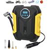 Axijobs Pompa d'Aria per Auto, Compressore d'Aria Portatile 12V per Auto, Pompa per Pneumatici per Auto 150PSI con Manometro e Luce LED Digitale, Automatische Pumpe, per Bicicletta, Moto, Palla,Salvagente