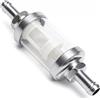 JiaHeHe Filtro carburante universale in linea da 7 mm, filtro benzina MZA con alloggiamento in vetro per un controllo del flusso trasparente, filtro benzina in vetro per motociclette, auto, quad e scooter