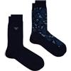 Emporio Armani CALZINI UOMO GRAPHIC ALLOVER 2-PACK CORTO BLU TU, Blu, Taglia unica