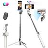AOCHUAN Smartphone Gimbal stabilizzatore, tracciamento del viso senza app-Stabilizzatore cardanico cellulare 4 in 1 per iPhone e Android, 108 cm asta estesa con luce di riempimento RGB, M2PRO bianco