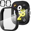 Diruite 2-Pezzi Custodia per Xiaomi Redmi Watch 4 Cover con Vetro Temperato,HD Ultra Sottile Vetro Temperato Pellicola Protettiva Resistente Graffi PC Protezione per Xiaomi Redmi Watch 4 Cover