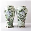 Coppia di vasi per bottiglie Seto Ware Old Seto Celadon colorati design fiori...