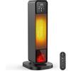 Timiyou Stufa Elettrica Basso Consumo, 2200W Termoventilatore Elettrico a Torre PTC, Stufa Elettrica con Telecomando, Effetto Camino, Timer 12H, Oscillazione 70° e Doppia Protezione, per Uso Interno
