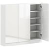 HOMCOM Scarpiera Slim da Ingresso per 25-30 Paia di Scarpe con Ante a Chiusura Ammortizzata, 106.4x34x108.5 cm, Bianco Lucido | Aosom Italy