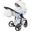 Junama Trio Junama Diamond Candy 3 in 1 Pelle Bianco Navicella Azzurra Telaio Cromato Azzurro