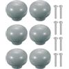 QUARKZMAN 6 Pezzi Pomelli Per Ante In Ceramica, 1.3 Pollici Pomelli Tondi Per Cassetti In Ceramica Con Viti Di Montaggio Maniglie Moderne Per Mobili Per Cucina Armadio Dispensa, Grigio