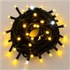 ETTROIT Catena Luminosa 100 LED, 10Mt, Luce Giallo, Cavo Nero, IP65, Prolungabile, Effetto Flash Bianco, ghirlanda nataliza, negozi, balcone