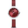 BERING Solar 14627-303 Orologio da polso da donna, cassa in acciaio inossidabile color argento da 27 mm e quadrante rosso, cinturino in maglia milanese, vetro zaffiro, 5 ATM