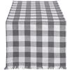 DII Heavyweight Fringed Collection Grande FRANGIATO TR Check, Grigio Checker, Table Runner 14x72