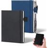 Gykutix 2 Pezzi Taccuino Tascabile Taccuino A7 Quadernino Piccolo Block Notes Piccoli Taccuini 8×11cm Quaderni in Pelle con Elastico e Portapenne 192 Pagine Mini Diario Quaderno Appunti (Blu, Nero)