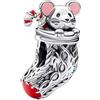 Feitery Calze Di Natale Charm Giorno di Natale Bead Bracciale Regalo di Natale Ciondolo da Donna Argento Sterling 925