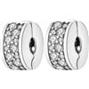 Doyafer 925 Argento Sterlina Rotondo 5a Zircon Charms Clips Set Fit Braccialetti Donne 2 Per Confezione
