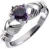 GWG Jewellery Anello Argento Sterling Claddagh con Cuore in Purpureo Ametista, Mani e Corona - 10 in Confezione Regalo per Donne