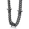 Bestyle Collana da uomo in filo spinato catena a maglia barbazzale spine in acciaio inox Hip-Hop Punk gotico gioielli cubani catena di estensione da uomo