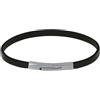Schmuck Les Poulettes LES POULETTES BIJOUX - Bracciale Uomo Pelle Plain Piatto Chiusura Acciaio Inossidabile - 19cm - Nero