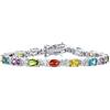 Bling Jewelry Gioielli in stile vintage tradizionale alternati Zirconia Cubica 6x4MM Forma Ovale AAA CZ 12 CT Gemma Simulata Bracciale Tennis Multicolore a Goccia per Donna Matrimonio Placcato Argento 7 Pollici