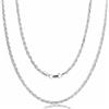 Aka Gioielli® - Catena Maglia Corda 4 mm - Collana Uomo Donna in Argento Sterling 925 Massiccio - lunga 70 cm