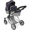 Bayer Chic 2000 Passeggino per bambole 2 in 1 Mila - Melange Grigio Navy - Manico regolabile in altezza 39-72 cm - Telaio moderno - Bambole fino a 50 cm - 3-7 J