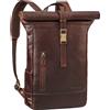 STILORD Harriet Zaino Rolltop Pelle Zainetto per Bici da Uomo Donna Grande Daypack Porta PC 15,6-17 Pollici Zaino Viaggio Borsa Bandolera in Cuoio Genuino Colore:zamora - marrone