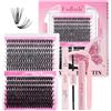 FADLASH Kit di Extension Ciglia a Ciuffetti da 40d e 50d include 280pcs Individuali Ciglia Finte Volume Russe da 0,07mm curva D di lunghezza da 12mm a 18mm, Bond e Seal, Remover e Pinzette, DIY a Casa