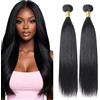 Lakaisa Straight Human Hair Bundles Capelli Umani Extensions Sew in Hair Natural Black Real Hair Extensions 2 Bundles Unprocessed Human Hair for Women 30 30 Pollici