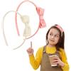 UHOMENY - Confezione da 2 fasce per capelli con fiocco, per ragazze, graziose fasce elastiche per capelli, colorate, accessori per capelli, doppio nastro, per ragazze e donne (rosa, bianco, taglia