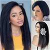 AIQI HAIR Parrucca di capelli umani Yaki Straight Human Hair Wig 180% Density Wear and Go Glueless Wig Nero naturale Unprocessed Remy Hair 12 Inch