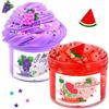 Niuruilsi Confezione da 2 pezzi di burro di frutta e slime trasparente con nuovo adesivo. Profumo di slime cristallino per bomboniere. Super Sof non appiccicoso e di grande capacità, materiale scolastico,
