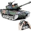 Supdex Carro Armato RC Leopard II, Giocattolo Militare Radiocomandato 1:18 Con Cingoli in Metallo, Suoni, Fumo, Luci LED, Rinculo e Torretta Rotante, Giocattolo Telecomandato per Adulti e Bambini, Spara BB
