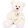 Yeqivo Gigante orsacchiotto animale ripieno grande mamma con il bambino, grande orsacchiotto ripieno per i bambini, fidanzata il giorno della mamma, San Valentino(100CM,Bianco)