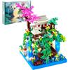 HOTUT Kit di Mini Mattoni Luminosi per Laghetto con Fiori di Pesco - 1435 PZ Set da Giardino Classico Cinese Botanical Casa Micro Mattoncini da Costruzione